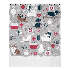 Veterinarian Medicine T- Shirt Veterinary Medicine, Happy And Healthy Friends    Grey Background Red Shower Curtain 60  X 72  (medium)  by ZUXUMI