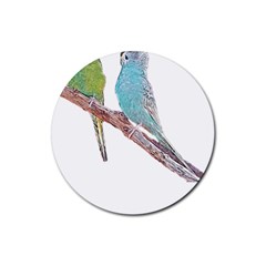 Budgies T- Shirt Cute Budgies - Green And Blue T- Shirt Rubber Round Coaster (4 Pack) by EnriqueJohnson