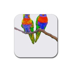 Parrots T-shirtcute Rainbow Loris - Lorikeet T-shirt Rubber Coaster (square) by EnriqueJohnson