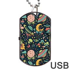 Alien Rocket Space Aesthetic Dog Tag Usb Flash (one Side) by Sarkoni