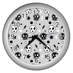Skull-pattern- Wall Clock (silver) by Ket1n9