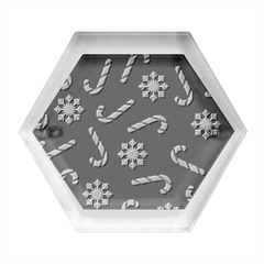 Christmas Seamless Pattern With Candies Snowflakes Hexagon Wood Jewelry Box by Ket1n9