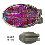 Technology Circuit Board Layout Pattern Money Clips (Oval)  Front