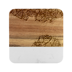 Christmas Pattern Red Marble Wood Coaster (square) by Grandong