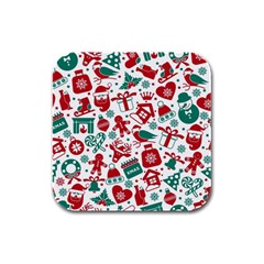 Background Vector Texture Christmas Winter Pattern Seamless Rubber Square Coaster (4 Pack) by Grandong