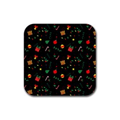 Christmas Pattern Texture Colorful Wallpaper Rubber Coaster (square) by Grandong