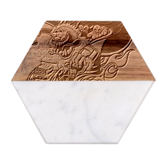 Funny Santa Claus Christmas Marble Wood Coaster (hexagon)  by Grandong