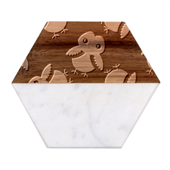 Owl-pattern-background Marble Wood Coaster (hexagon)  by Grandong