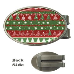 Christmas Decoration Winter Xmas Pattern Money Clips (oval)  by Vaneshop