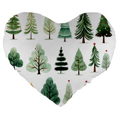 Christmas Trees Large 19  Premium Heart Shape Cushions by Vaneshop