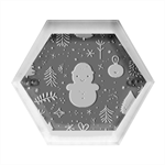 Snowman Christmas Hexagon Wood Jewelry Box Front
