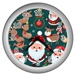 Christmas Santa Claus Wall Clock (Silver) Front