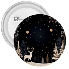 Christmas Winter Xmas Scene Nature Forest Tree Moon 3  Buttons by Vaneshop