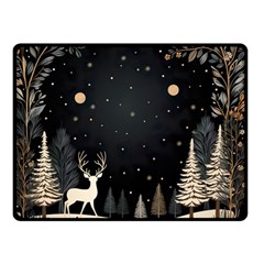 Christmas Winter Xmas Scene Nature Forest Tree Moon Two Sides Fleece Blanket (small) by Vaneshop