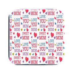 Love Mom Happy Mothers Day I Love Mom Graphic Square Metal Box (black) by Vaneshop