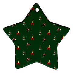 Christmas Green Pattern Background Star Ornament (two Sides) by Pakjumat