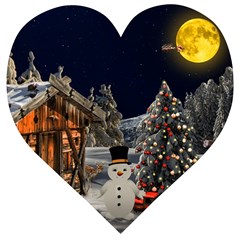 Christmas-landscape Wooden Puzzle Heart by Amaryn4rt