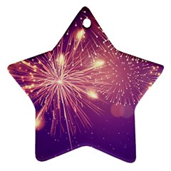 Fireworks On A Purple With Fireworks New Year Christmas Pattern Star Ornament (two Sides) by Sarkoni