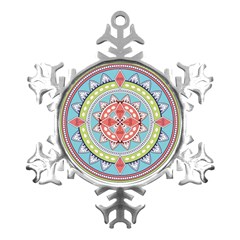 Drawing Mandala Art Metal Small Snowflake Ornament by Amaryn4rt