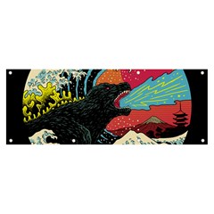 Retro Wave Kaiju Godzilla Japanese Pop Art Style Banner And Sign 8  X 3  by Modalart