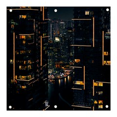 Photo Of Buildings During Nighttime Banner And Sign 3  X 3  by Modalart