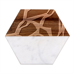 Cracked Pattern Boho Art Design Marble Wood Coaster (hexagon)  by Grandong