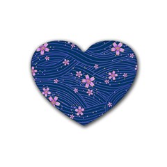 Flowers Floral Background Rubber Heart Coaster (4 Pack) by Grandong