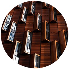 Abstract Architecture Building Business Wooden Puzzle Round by Amaryn4rt