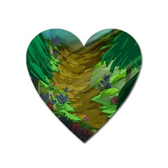 Green Pine Trees Wallpaper Adventure Time Cartoon Green Color Heart Magnet by Sarkoni