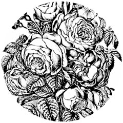 Roses Bouquet Flowers Sketch Wooden Puzzle Round by Modalart