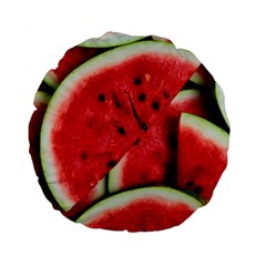 Watermelon Fruit Green Red Standard 15  Premium Flano Round Cushions by Bedest
