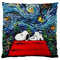 Dog House Vincent Van Gogh s Starry Night Parody Large Premium Plush Fleece Cushion Case (two Sides) by Modalart
