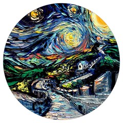 The Great Wall Nature Painting Starry Night Van Gogh Round Trivet by Modalart