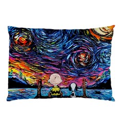 Cartoon Dog Vincent Van Gogh s Starry Night Parody Pillow Case (two Sides) by Modalart