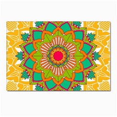 Mandala Patterns Yellow Postcard 4 x 6  (pkg Of 10) by Pakjumat