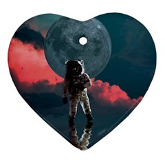 Astronaut Moon Space Nasa Planet Ornament (heart) by Maspions