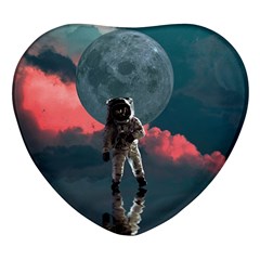 Astronaut Moon Space Nasa Planet Heart Glass Fridge Magnet (4 Pack) by Maspions