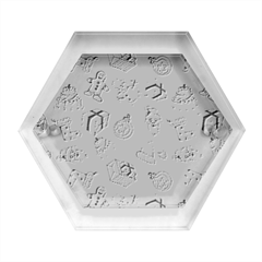 Bw Christmas Icons   Hexagon Wood Jewelry Box by ConteMonfrey