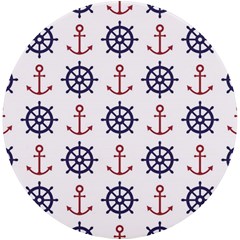 Nautical Seamless Pattern Uv Print Round Tile Coaster by Grandong