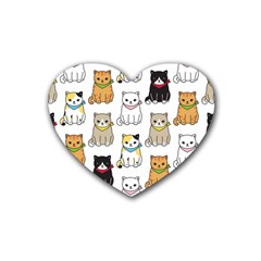 Cat Kitten Seamless Pattern Rubber Coaster (heart) by Grandong
