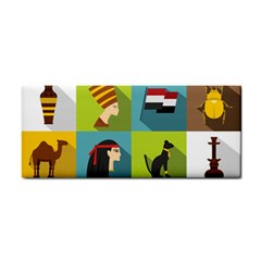 Egypt Travel Items Icons Set Flat Style Hand Towel by Bedest
