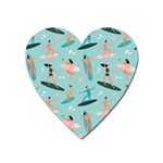 Beach Surfing Surfers With Surfboards Surfer Rides Wave Summer Outdoors Surfboards Seamless Pattern Heart Magnet Front