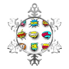 Set Colorful Comic Speech Bubbles Metal Small Snowflake Ornament by Hannah976