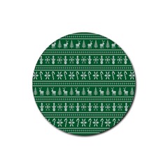 Wallpaper Ugly Sweater Backgrounds Christmas Rubber Coaster (round) by artworkshop