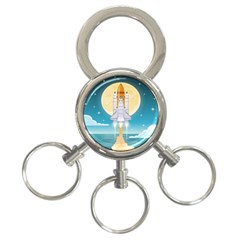 Space Exploration Illustration 3-ring Key Chain by Bedest