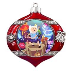 Cartoon Adventure Time Finn Princess Bubblegum Lumpy Space Metal Snowflake And Bell Red Ornament by Bedest