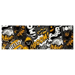 Boom Bang Art Crazy Drawing Graffiti Hello Retro Sayings Yellow Banner And Sign 12  X 4  by Bedest