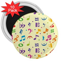 Seamless Pattern Musical Note Doodle Symbol 3  Magnets (10 Pack)  by Hannah976
