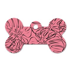 Pink Monstera Dog Tag Bone (one Side) by ConteMonfrey