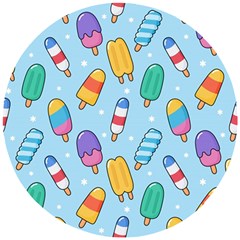 Cute Kawaii Ice Cream Seamless Pattern Wooden Puzzle Round by Apen